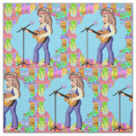 Country Western Singing Cowgirl With Guitar Fabric