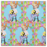 Country Western Singing Cowgirl With Yellow Guitar Fabric