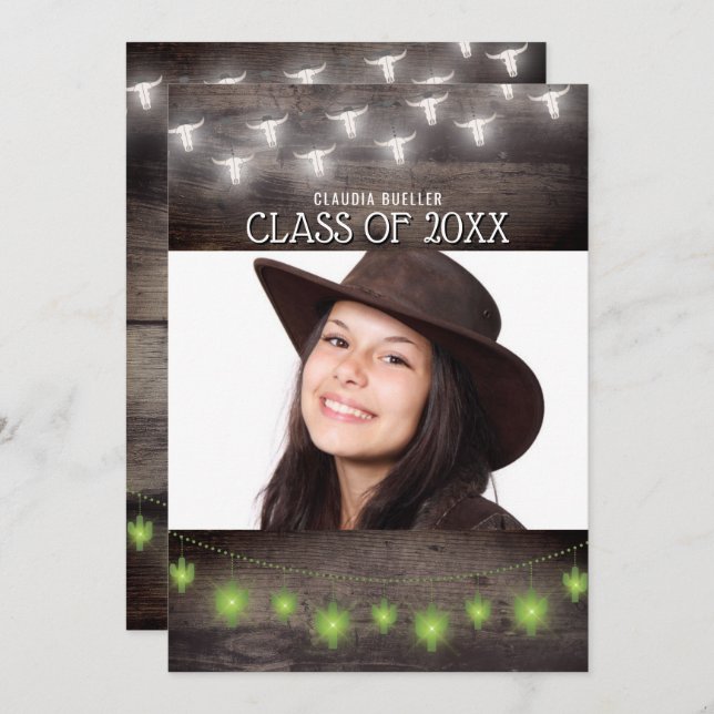 Country Western Southwest Photo Graduation Party Invitation (Front/Back)