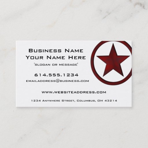 Customizable Country Western Star/Badge Red 2 Business Card