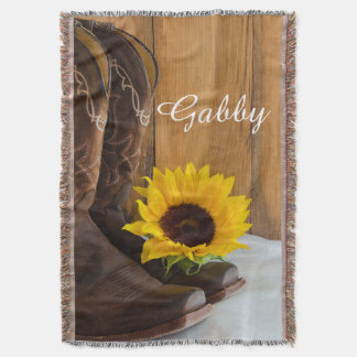 Country Western Sunflower Throw Blanket