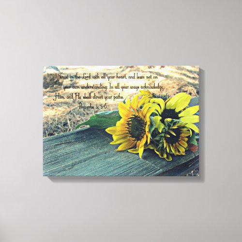 Country_Western Sunflowers and Bible Verse Canvas Print