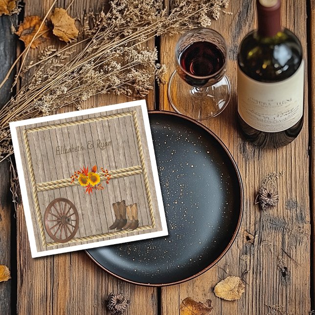 Country Western, Sunflowers Wood Rope Custom Napkins (Creator Uploaded)