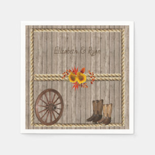 Country Western, Sunflowers Wood Rope Custom Napkins