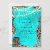Country Western Turquoise Cowboy Boots Wedding Invitation (Front)