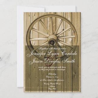 Country Western Wagon Wheel Wedding Invitations