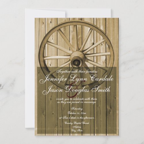 Country Western Wagon Wheel Wedding Invitations