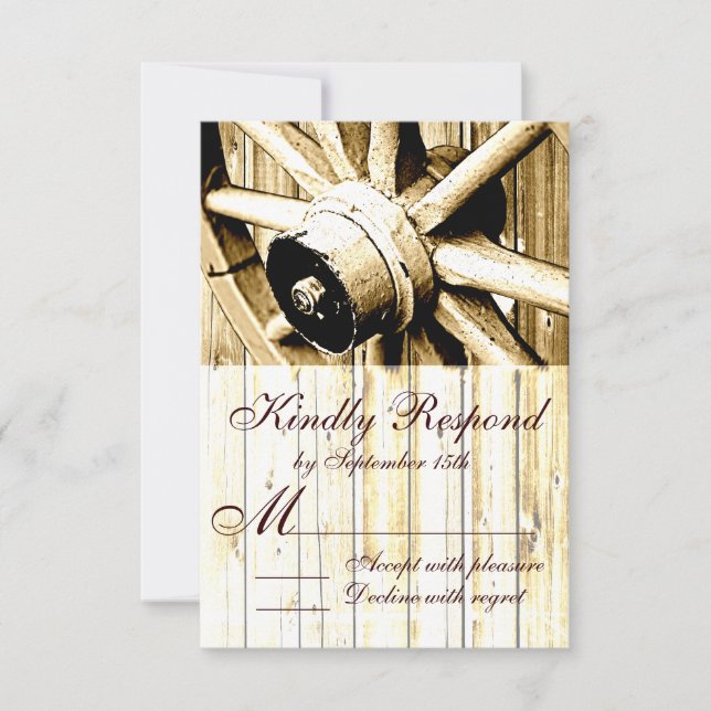 Country Western Wagon Wheel Wedding RSVP Cards (Front)