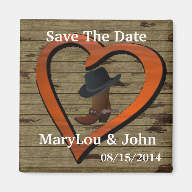 Country Western WEDDING Save The DATE Magnet (Front)