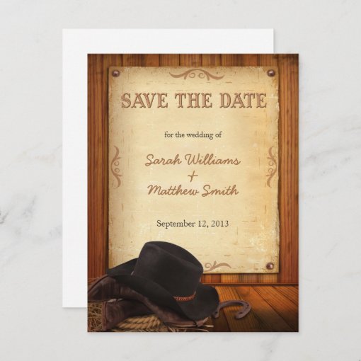 Country Western Wedding Save the Date Postcards | Zazzle