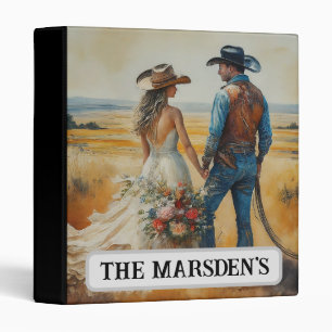 Country Western Wedding Watercolor 3 Ring Binder