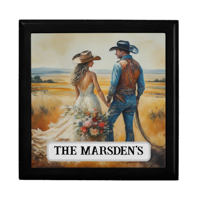Country Western Wedding Watercolor Gift Box (Front)
