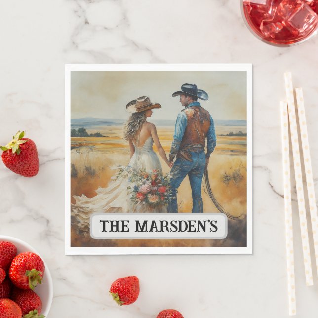Country Western Wedding Watercolor Napkins (Insitu)