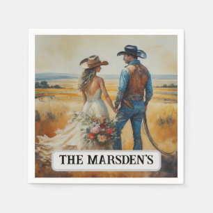 Country Western Wedding Watercolor Napkins