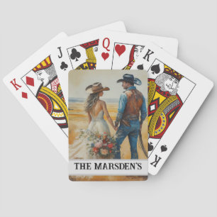 Country Western Wedding Watercolor Poker Cards