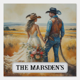Country Western Wedding Watercolor Sign