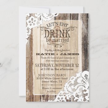 Country Western Wood Lace Rustic Wedding Invitation by NouDesigns at Zazzle