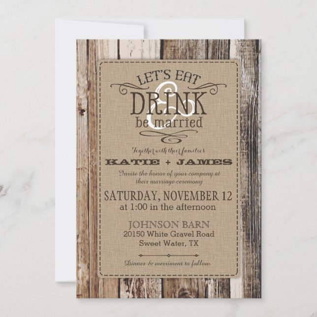 Country Western Wood Planks Rustic Wedding Invitation (Front)