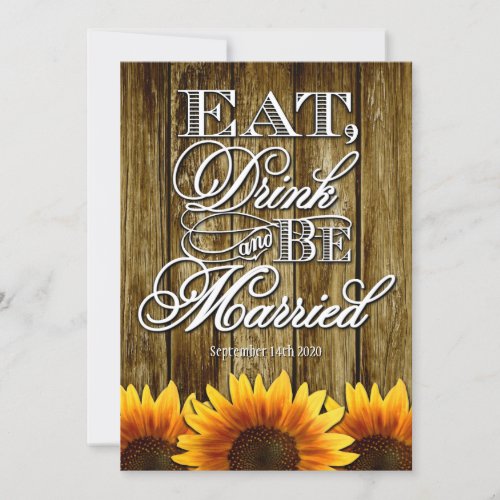 Country Western Wood Sunflower Wedding Invitations