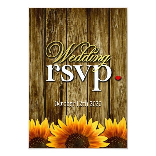 Country Western Wood Sunflower Wedding RSVP Cards