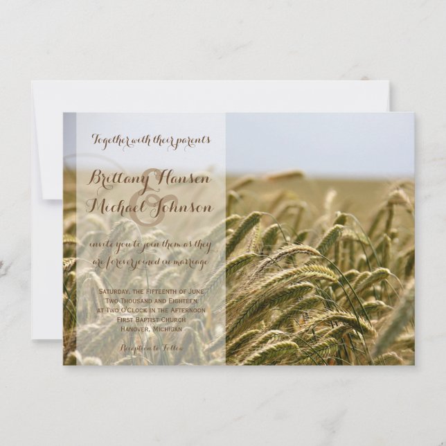 Country Wheat Field Farm Wedding Invitation (Front)