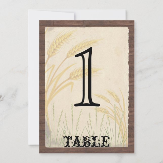 Country Wheat Grass Anniversary Table Number (Front)