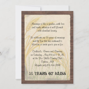 Country Wheat Grass on Parchment Anniversary Invitation