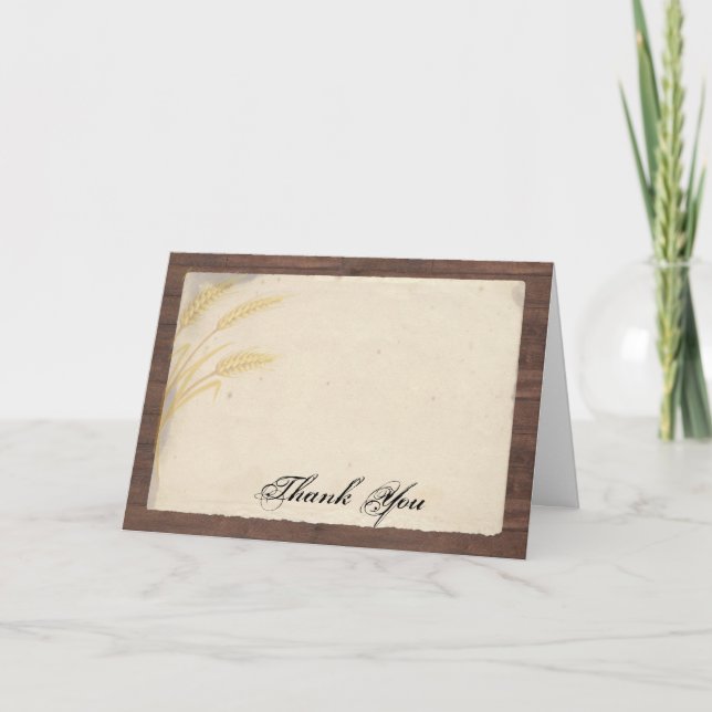 Country Wheat Grass on Parchment Thank You Card (Front)