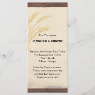 Country Wheat Grass on Parchment Wedding Program