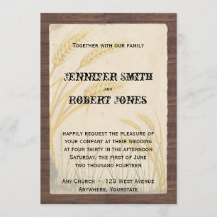 Country Wheat Grass Parchment Wedding Invitations