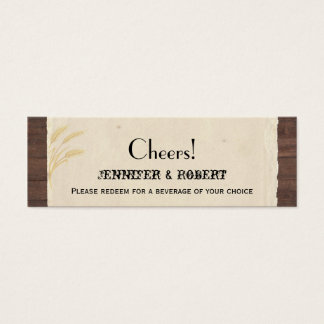 Country Wheat Grass Wedding Drink Tickets