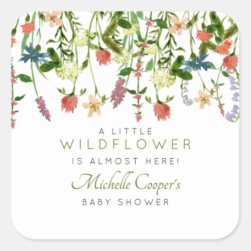 Country Wildflower Baby Shower Square Sticker