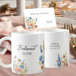 Country Wildflower Bridesmaid Wedding Gift Coffee Mug<br><div class="desc">Country wildflower wedding gift mug for your bridesmaids, with colorful bouquets of wild flowers in shades of pink, yellow, blue and white. Rustic flowers, elegant styling and a multi-season color palette combine, exuding effortless charm. The tapestry of colors in this pretty floral design will complement wedding settings from country estates...</div>