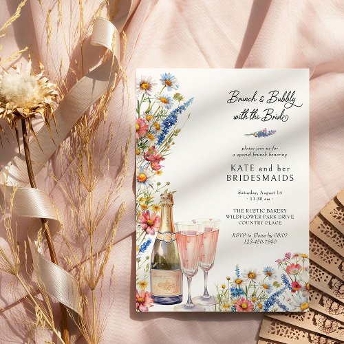 Country Wildflower Bridesmaids Brunch and Bubbly Invitation