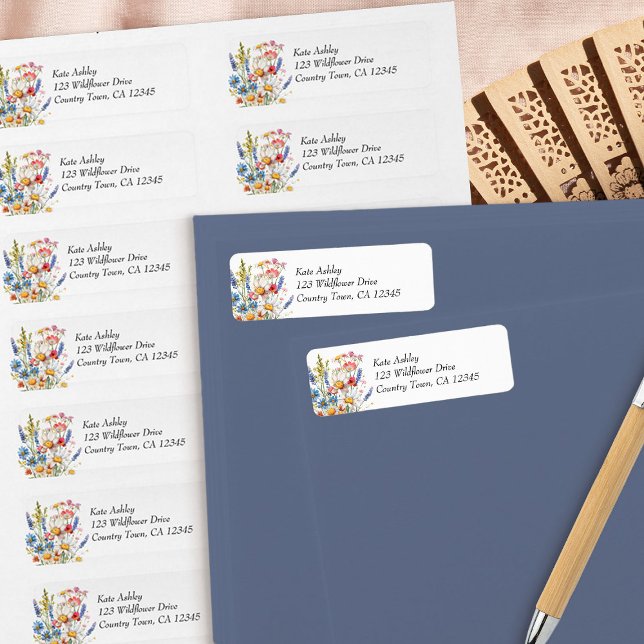 Country Wildflower Colorful Floral Wedding Address Label (Return Address Labels from the Country Wildflower wedding collection by Darling & May)