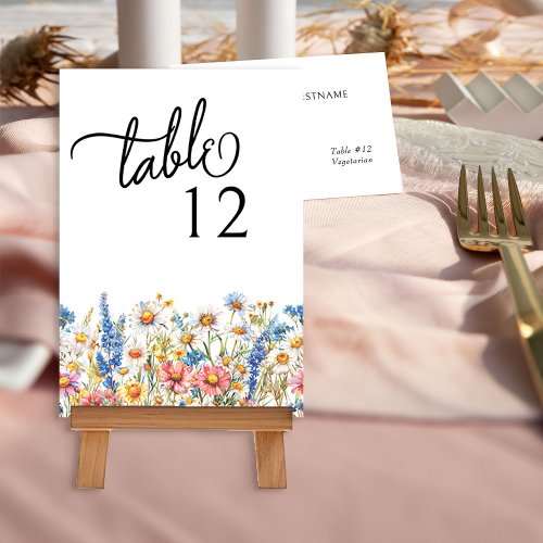 Country Wildflower Colorful Floral Wedding Table Number