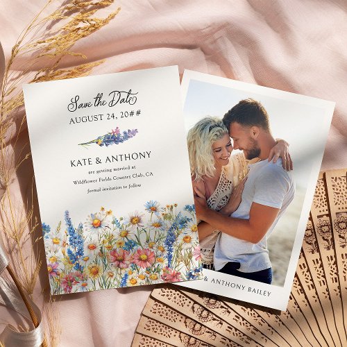 Country Wildflower Engagement Photo Wedding Save The Date