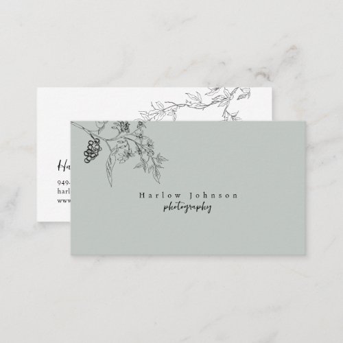 Country Wildflower Floral Botanical Line Drawing  Business Card