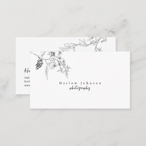 Country Wildflower Floral Botanical Line Drawing Business Card