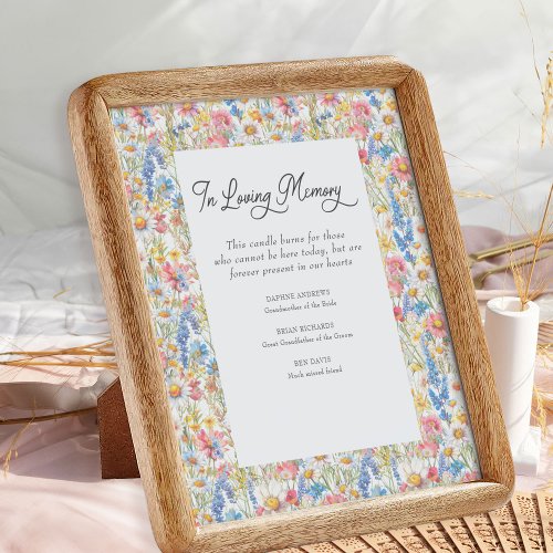 Country Wildflower In Loving Memory Wedding Sign