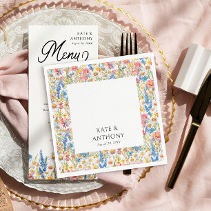 Country Wildflower Multi-Color Floral Wedding Napkins