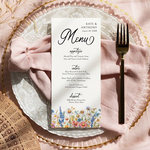 Country Wildflower Three Course Floral Wedding Menu