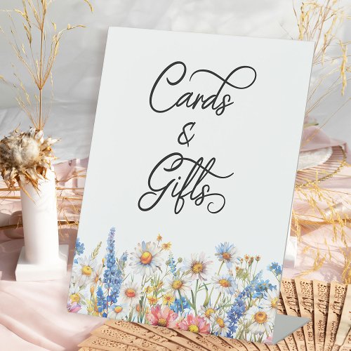 Country Wildflower Wedding Cards and Gifts Table Pedestal Sign