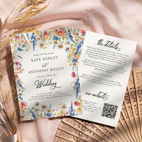 Country Wildflower Wedding Details and Website Invitation