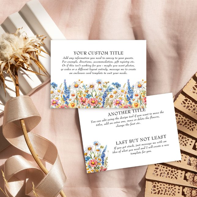 Country Wildflower Wedding DIY Custom Enclosure Card (Custom enclosure card from the Country Wildflower wedding collection by Darling & May)