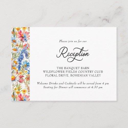 Country Wildflower Wedding Reception Enclosure Card