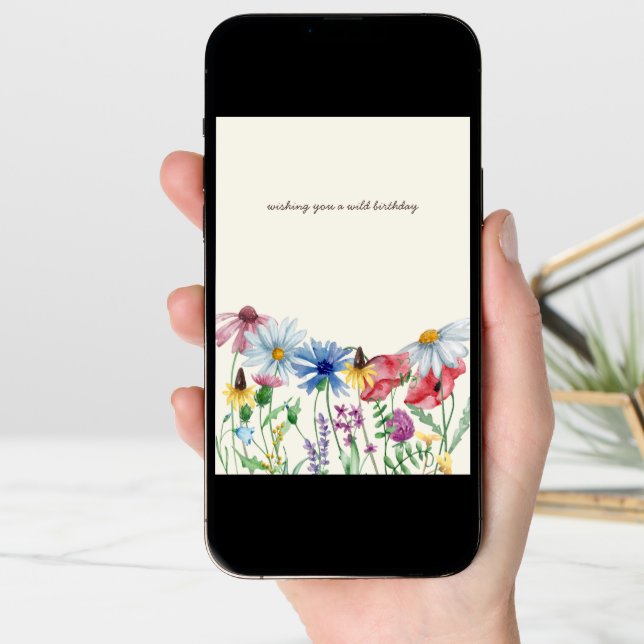 Country Wildflower Wild Birthday Card (Front Digital)