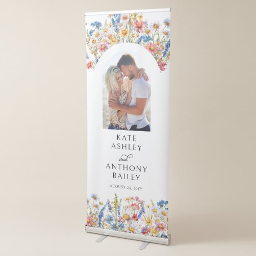 Country Wildflowers Arch Photo Wedding Welcome Retractable Banner