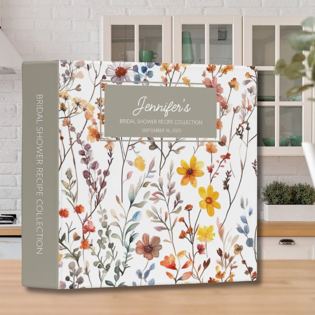 Country Wildflowers Bridal Shower Recipe  3 Ring Binder (Creator Uploaded)