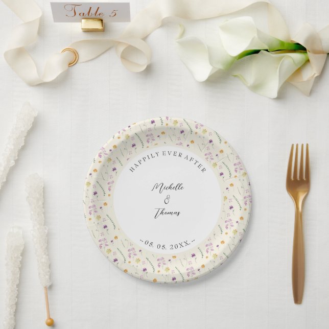 Country Wildflowers Fairy Garden Paper Plates (Wedding)